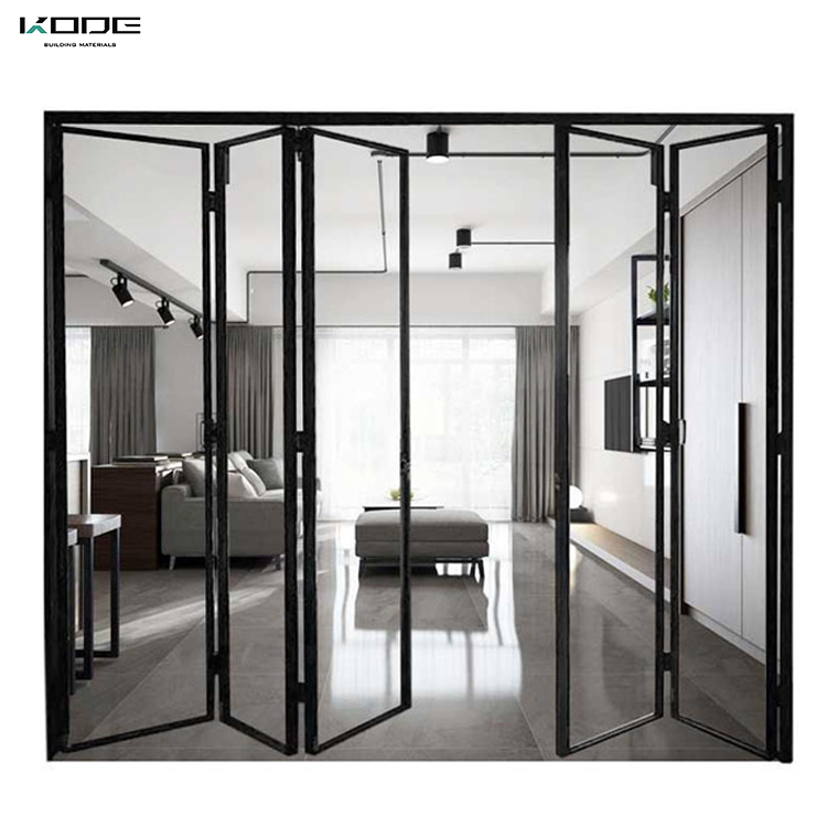 European Modern Style Folding Sliding Door System aluminum glass bifold door