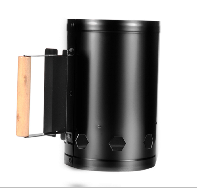 Outdoor camping stainless steel black portable ignition bucket