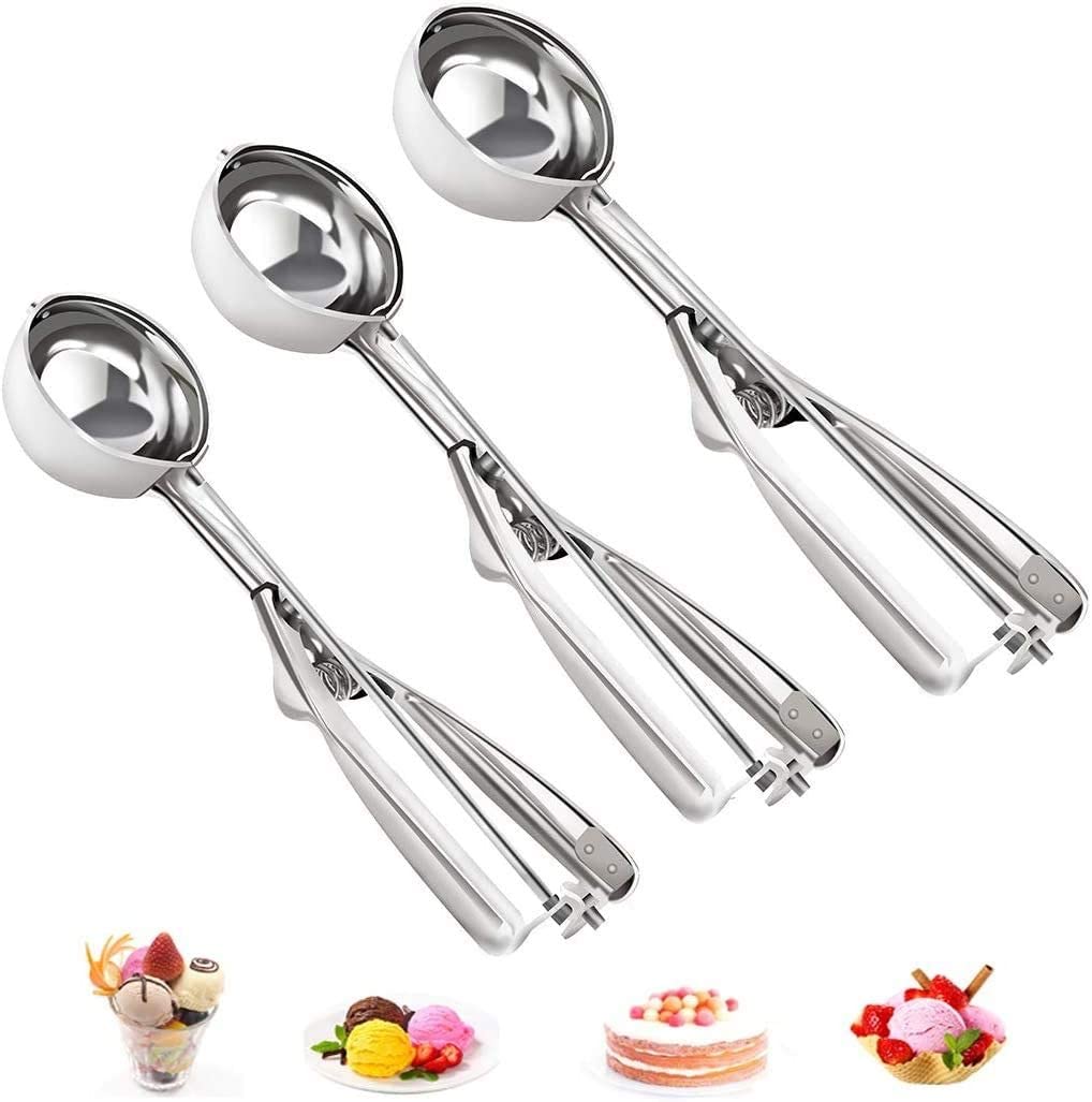 Manufacturer Kitchen Gadgets Melon Baller Ice Cream Scoop 3pcs Stainless Steel Ice Cream Spoons