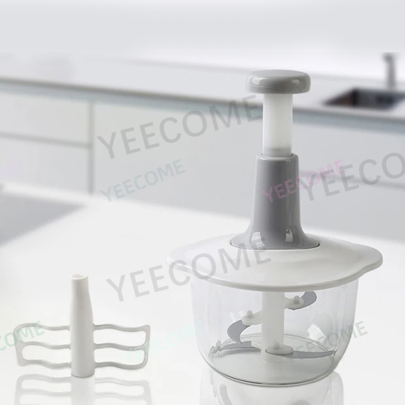 YJM7408 Wholesale Kitchen Food Chopper 2L Transparent PP Plastic Manual Multifunctional Vegetable Cutter