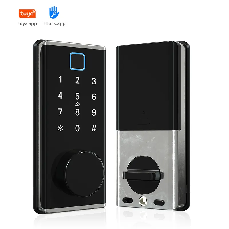 tt us keyless app security number wifi tuya fingerprint keypad electronic digital smart auto automatic door lock deadbolt