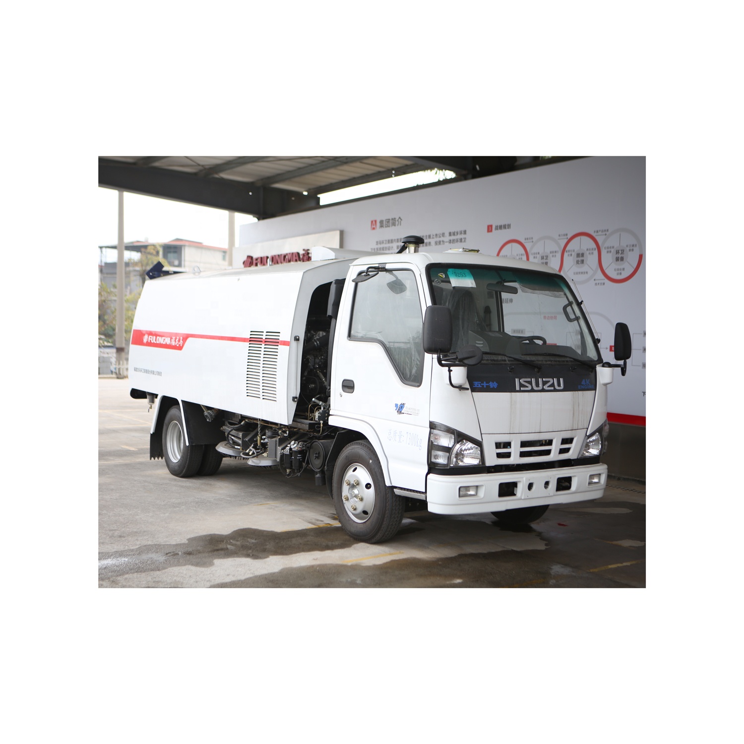 FULONGMA 7000kg 5.2cbm 4x2 truck mounted sweeper machine street cleaning vehicle