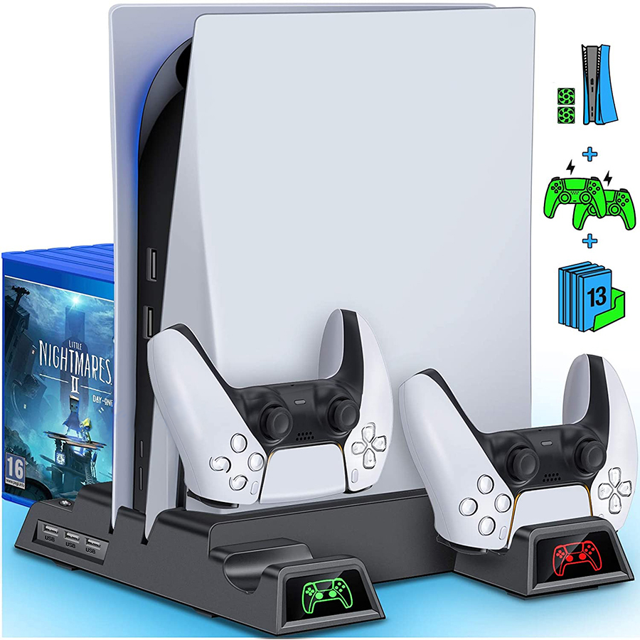 PS5 игровые консоли, Подставка для зарядки PS5, зарядное устройство с двойной зарядкой, 2 кулера, 13 игр, хранилище для PS5 Digital Edition/Ultra HD