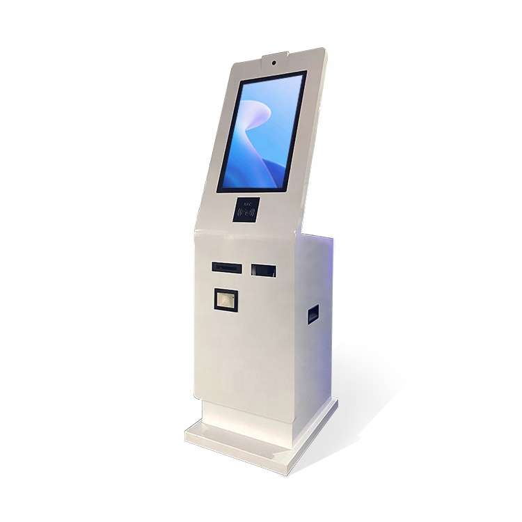 QR-сканер с сенсорным экраном 21,5 дюйма, термопринтер, камера, киоск для самостоятельной сборки купюр и оплаты с приемником для наличных монет и дозатором
