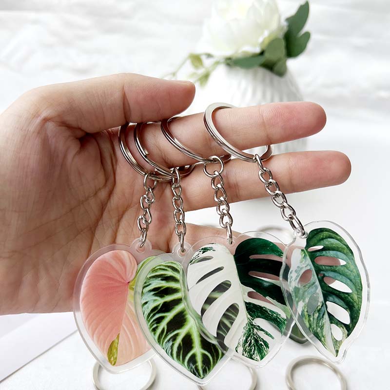 Plant Leaf Acrylic Phone Lanyard Fashion Pendant Simulation Leaves Key Chain Gift Accessories for Car Keys Bag Charm