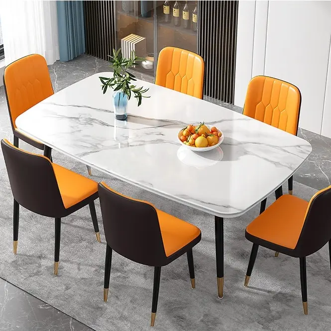 2022 modern high end Italian rectangular high quality marble kitchen dinner table