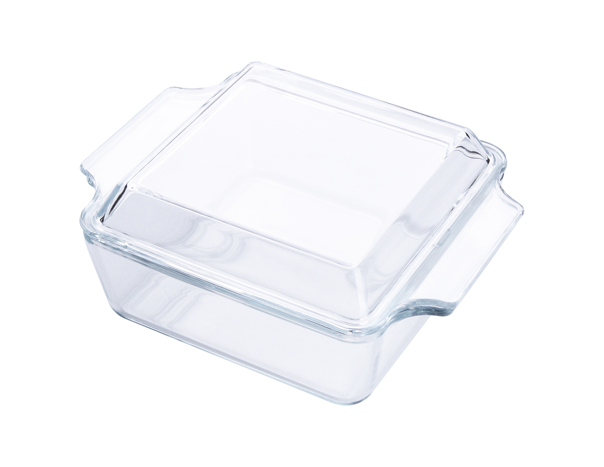 1L Clear Square Heat Resistant Borosilicate Tempered Glass Casserole Baking Pot with Glass Cover