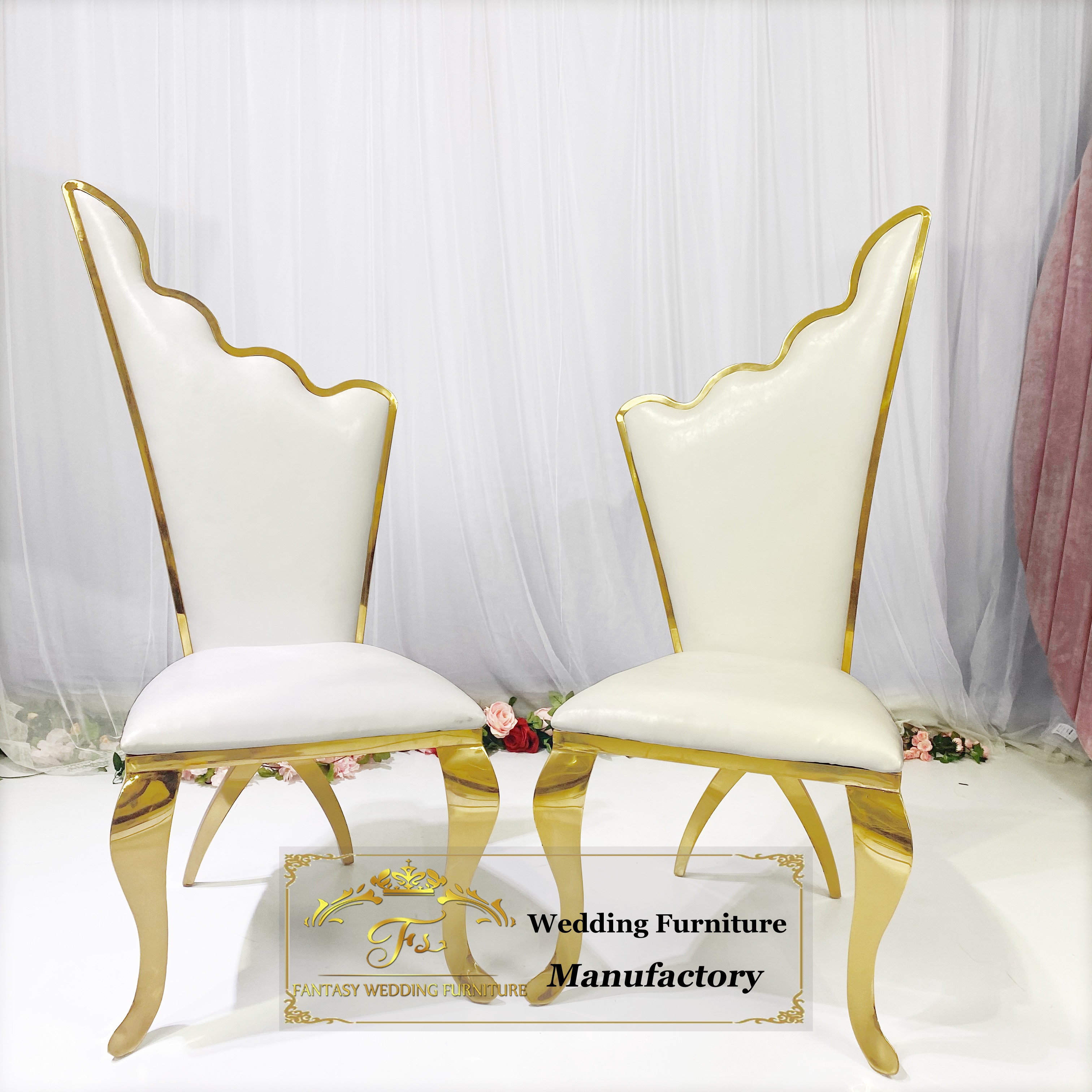 2021 Bride and groom luxury king chairs for wedding decoration