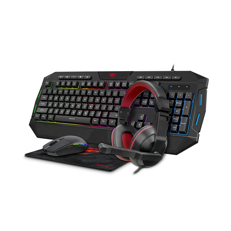 HAVIT Computer 4 в 1 игровая комбо с подсветкой мультимедийная клавиатура RGB мышь гарнитура и коврик для мыши набор на заказ KB501CM