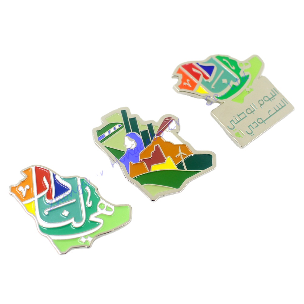 Custom Metal 2030 Magnetic Badge Silver MBS Arabia National Day Souvenir Saudi Nation Say 91Pin