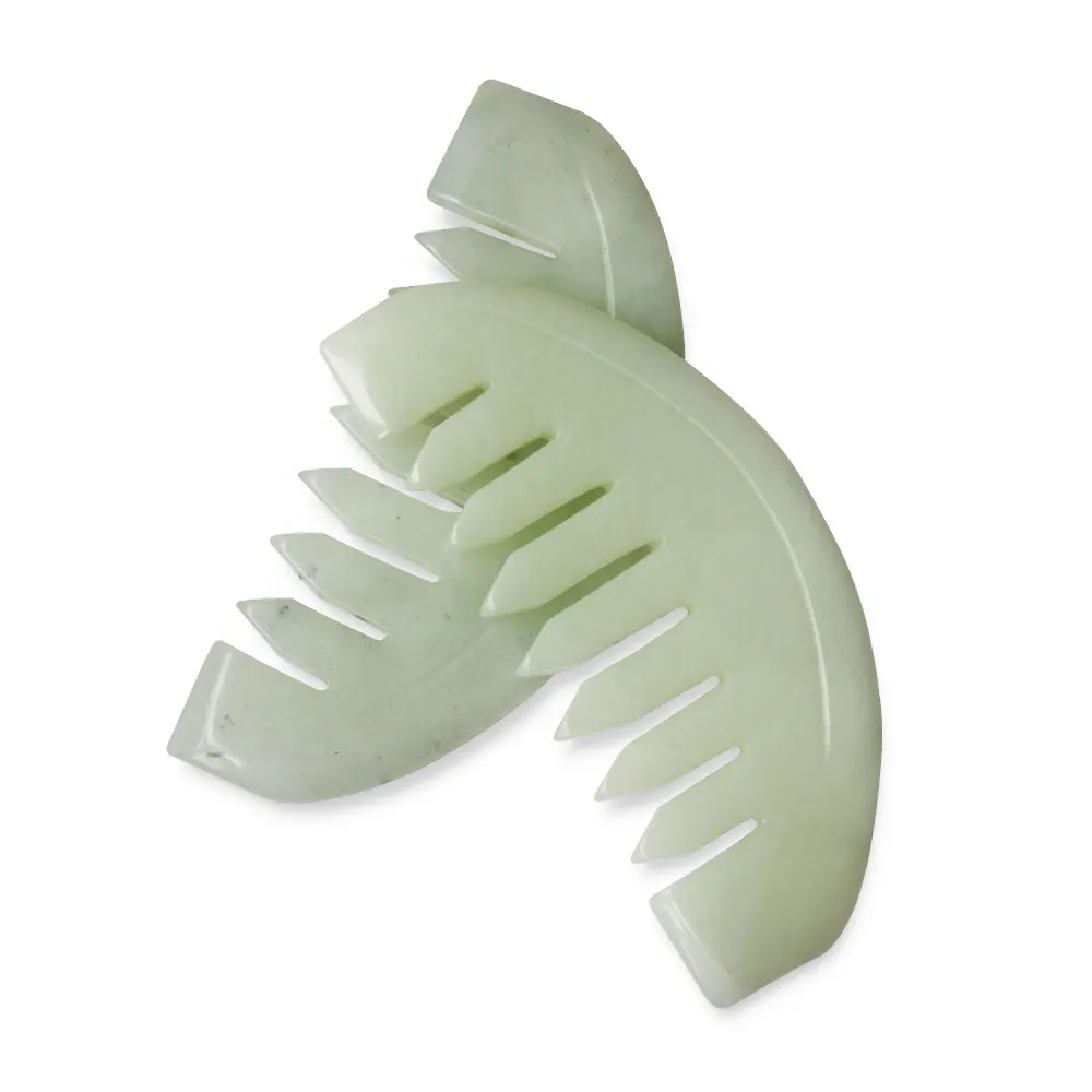 2020 Hot Selling Cheap Price Xiu Yan Jade Hair Comb Green Gua Sha Massage Tools for Wellness and Relaxation