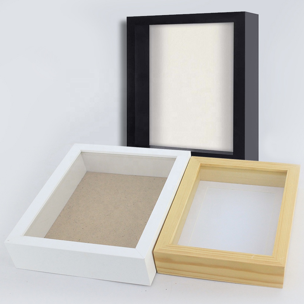 Wholesale custom Wood Australia Deep Square Shadow Box Frames bulk 3d ps white black photo picture frames 6X6 ,12X12,8X10,11x14