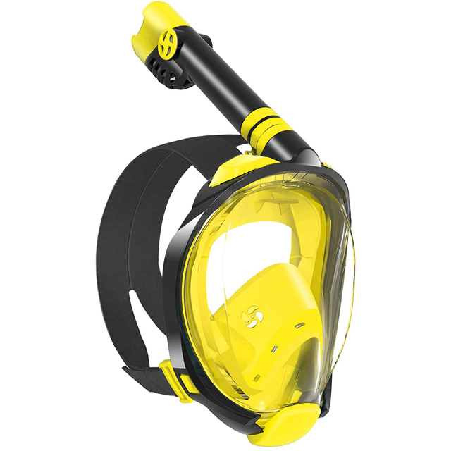 Snorkel Mask with Latest Dry Top Breathing System Snorkeling Gear for Adults Full Face Mask Anti-Fog Leak Camera Mount