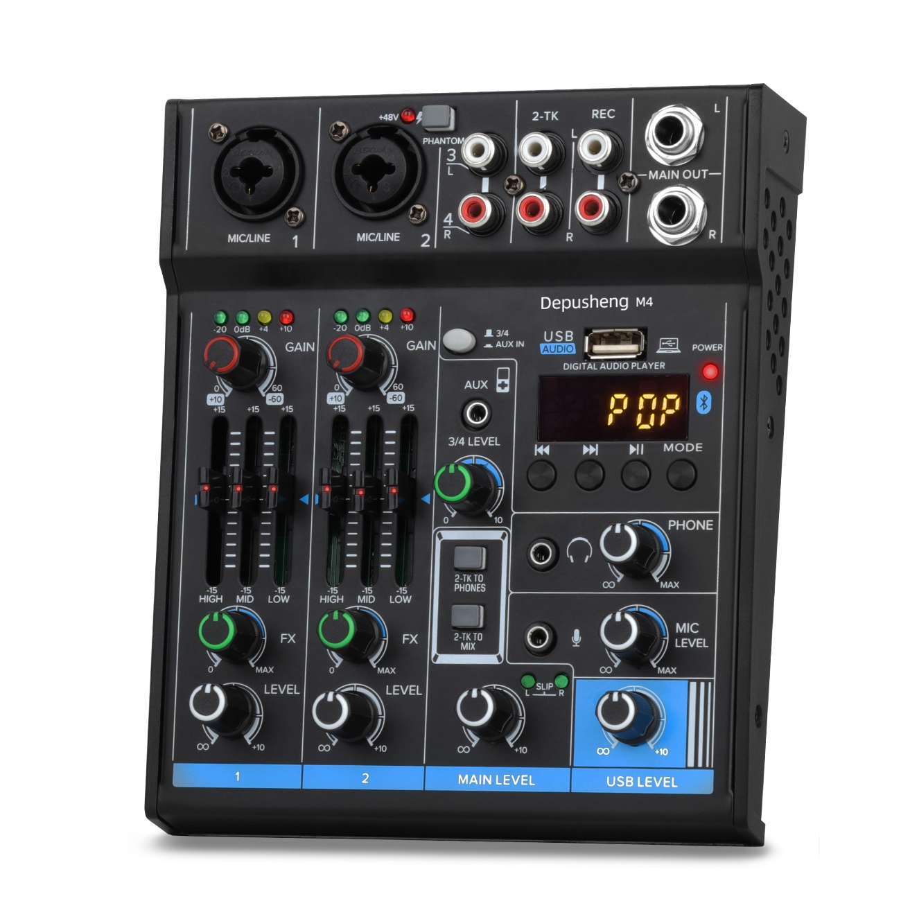 Depusheng M4 Portable Mini Audio Mixer 4 Channel
