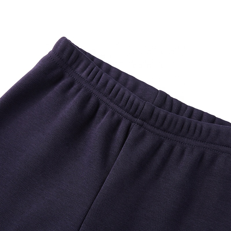Girl's elastic waist dark blue solid colour long leggings kid girls winter pants