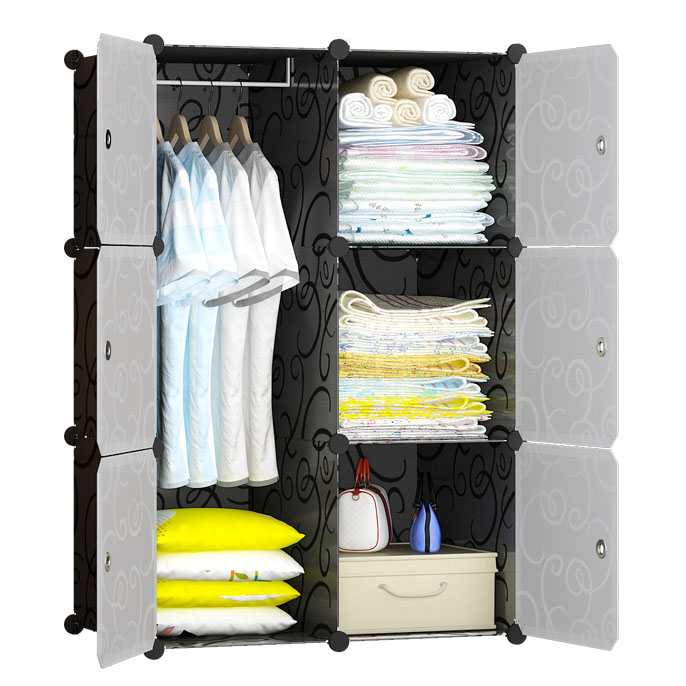 Simple wardrobe design large drawer plastic walldrope wardrobe for bedroom storage armoire wardrobe 6 doors