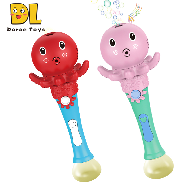 Wholesale automatic Octopus bubble wands plastic outdoor bubble stick toy light up cartoon Octopus toys with music