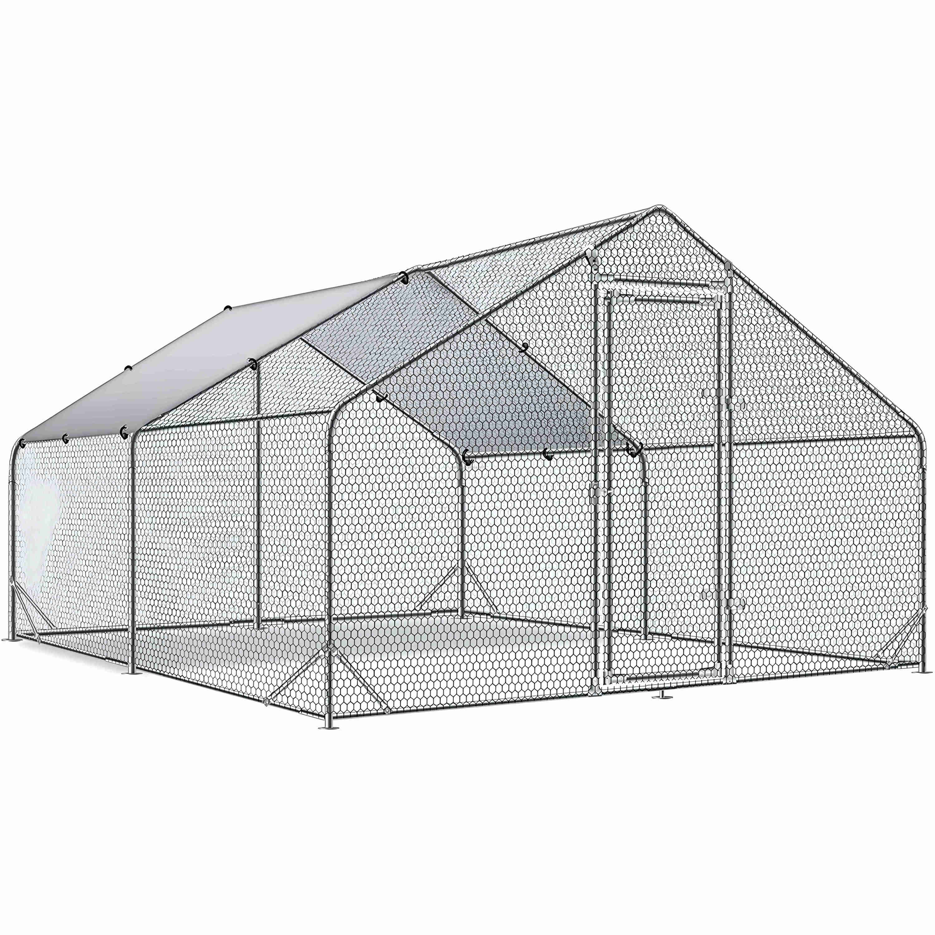 Outdoor Galvanised Steel Poultry Layer Cage Hen Run Walk-In Chicken Coop Shade Breeds Egg Rabbit Pet Pen Automatic Chicken Coop