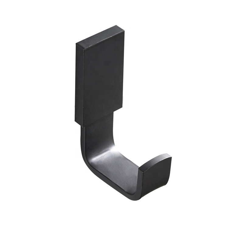 The bathroom uses a wall-mounted very simple flat-tube black all-copper coat hook B5012