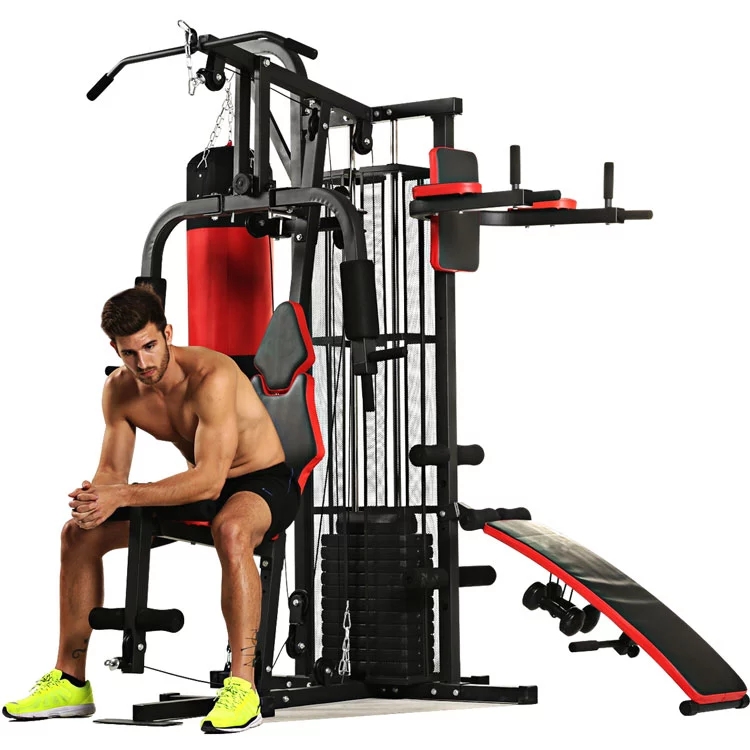 Hot Saling 3 Multi-station Fitness Home Gym Equipment Home Gym Cover With Dumbbells And With Boxing Bag