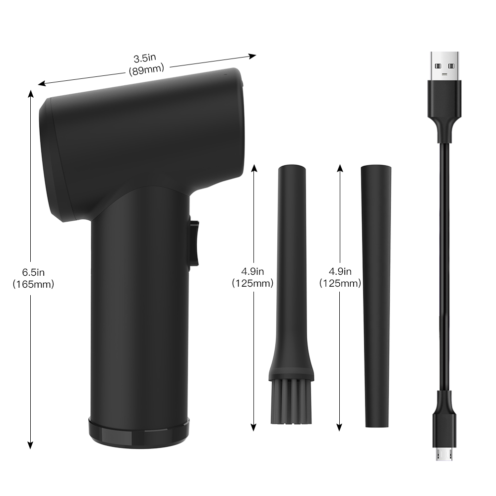 Portable compressed cordless electric air duster for computer pc keyboard cleaning