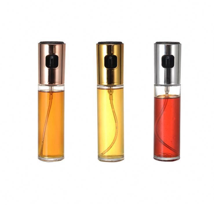 H588 Baking Cooking Tools Grilling Vinegar BBQ Salad Soy Sauce Dispenser Multi Colour Lids Empty Bottle Glass Olive Oil Sprayer