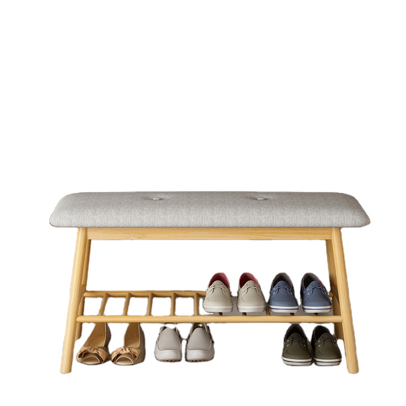 Sanjian bamboo hallway soft bag shoe changing stool with high quality