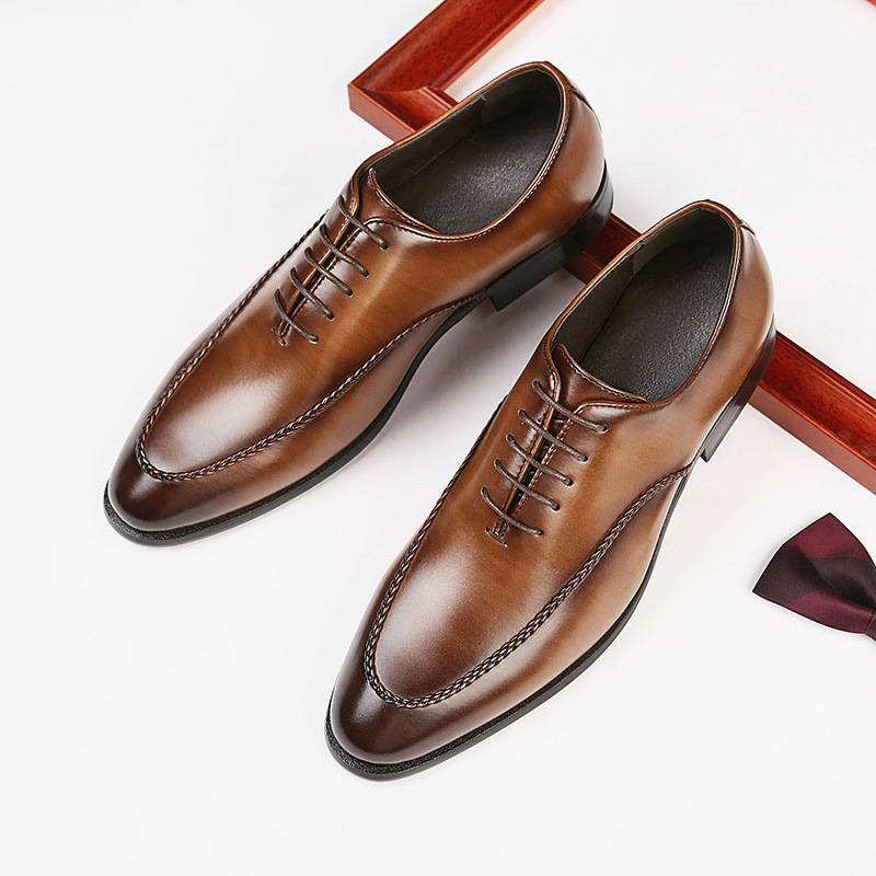 High Quality Patent Leather Men Oxford Shoes Lace-Up Classic Business Dress Men Suit