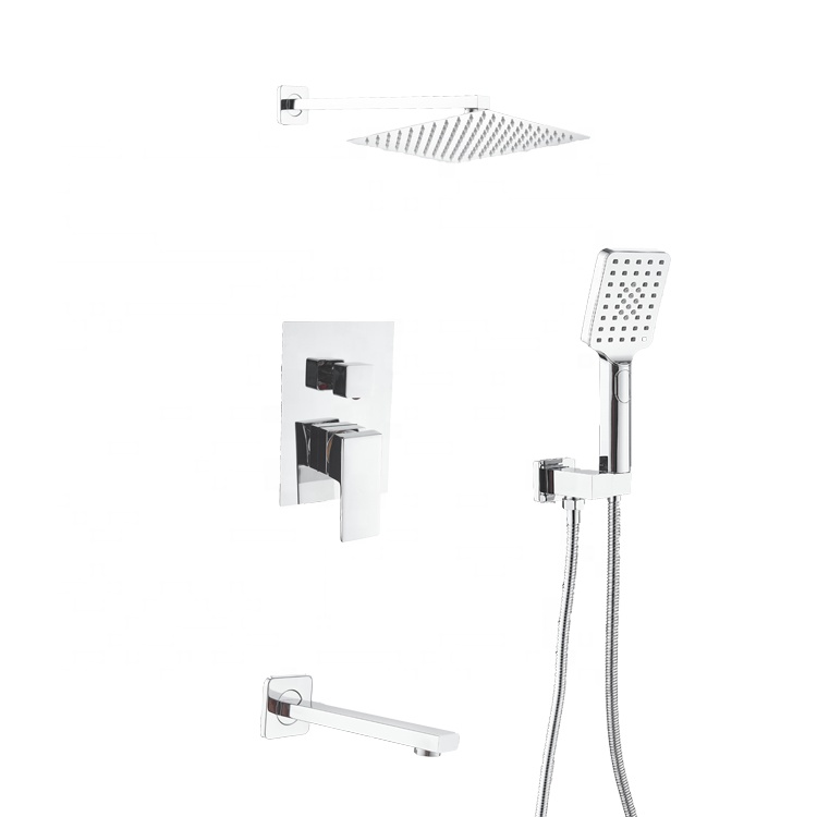 bathroom shower set Copper wall mounted rainfall concealed handheld bath & bedroom faucets