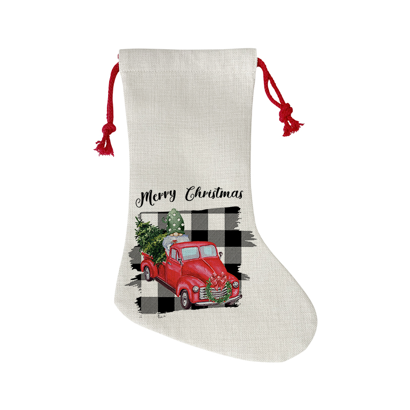 Sublimation Blank Linen Christmas stocking plain Santa socks for home party decoration