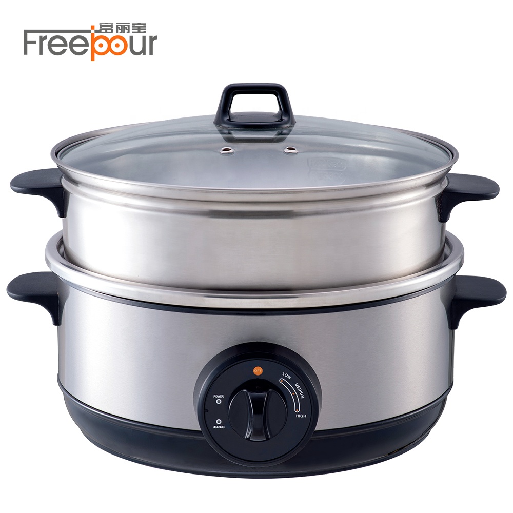 5L 3 Gear Temperature Control Steel Cooker Electric Crock Pot Cooking Pot