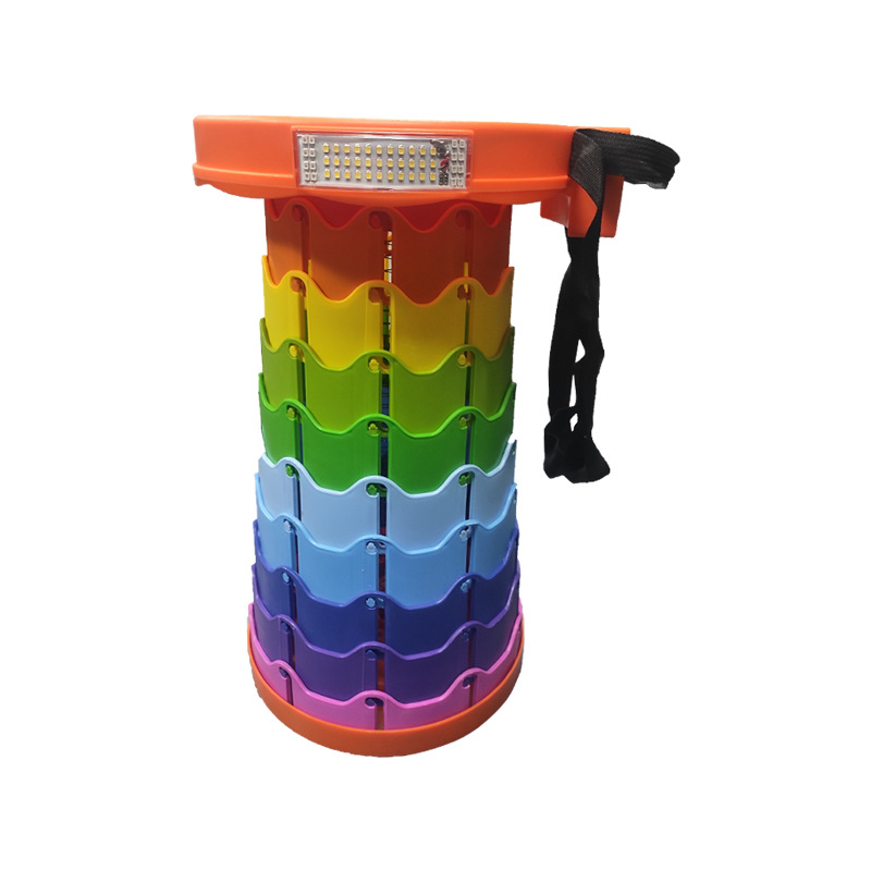 NEW Solar Energy Light LED Stool Outdoor Camping Adjustable Retractable Portable Foldable Telescopic Stool
