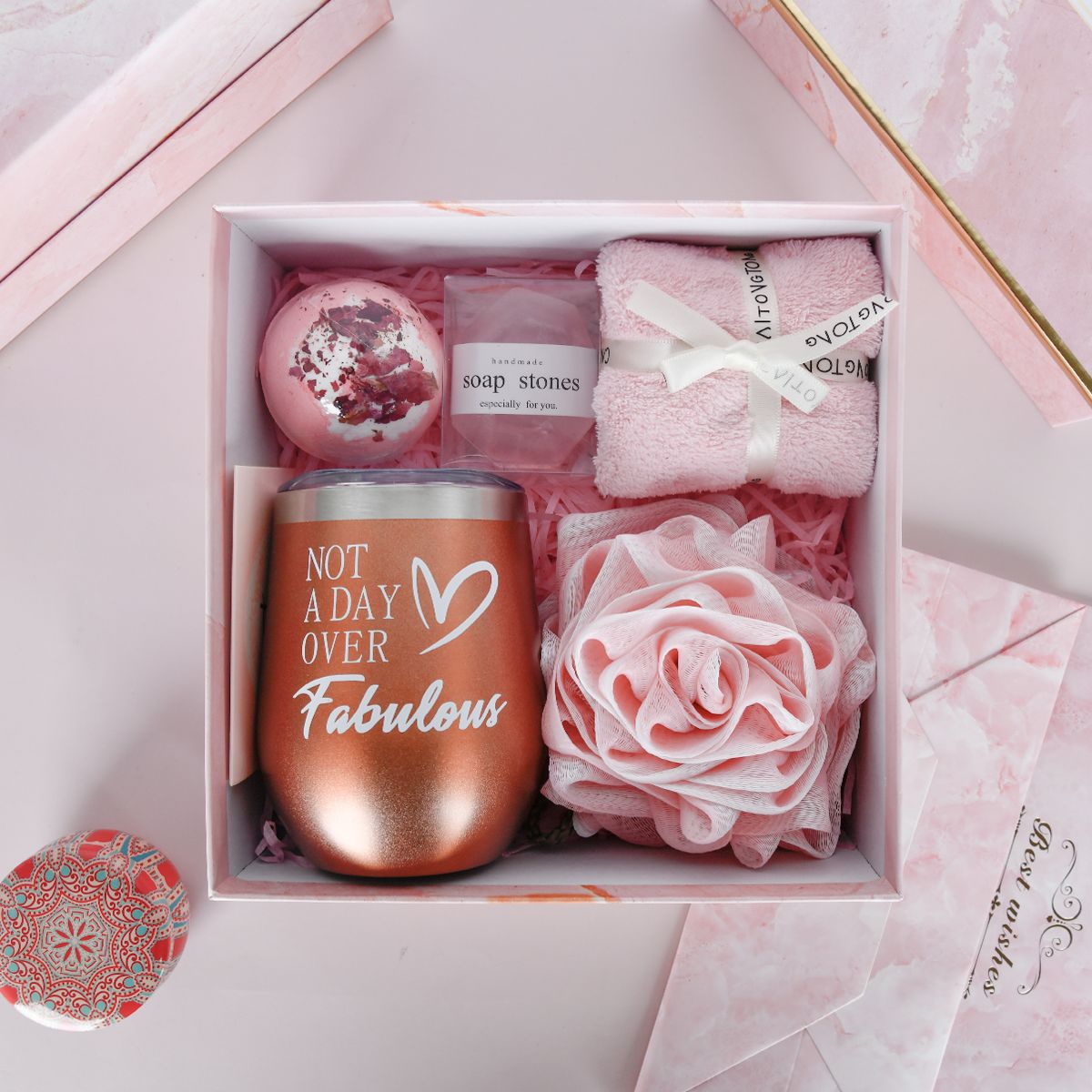Amazon Bath Spa Gift Set, Stainless Steel Thermos, Wine Glass, gift Box для Lady для Birthday Gift, 12 унций