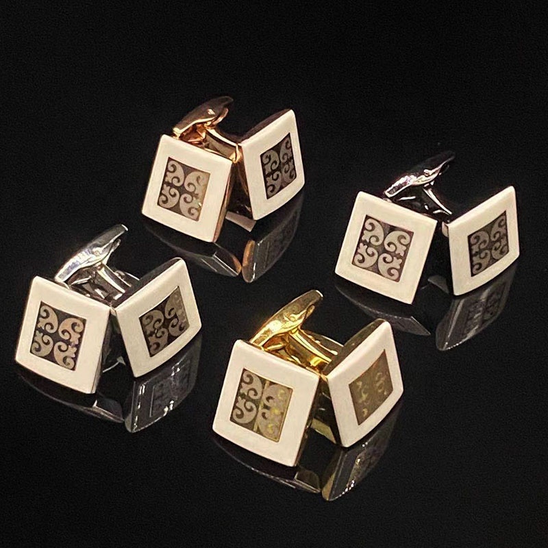 High Quality Fashion Luxury Men's Business Customized Silver Gold Color Metal Cufflinks