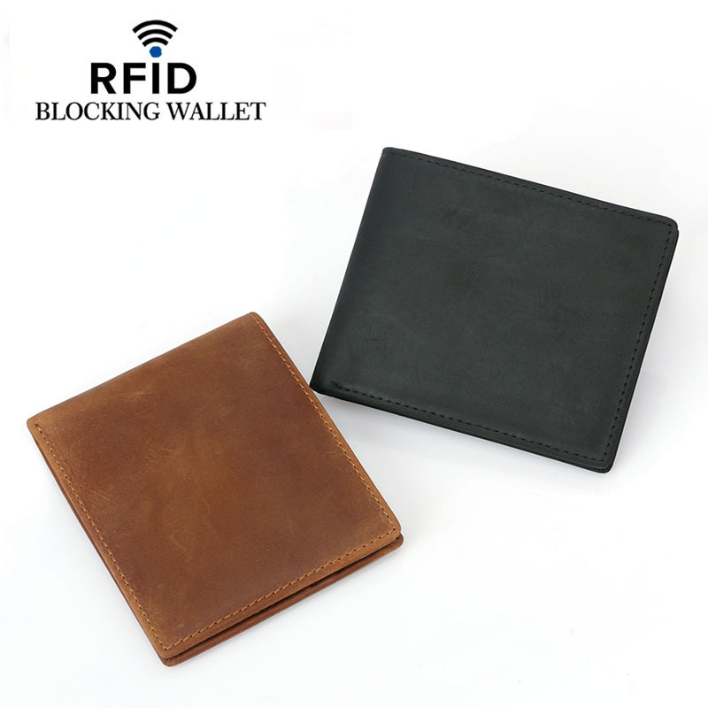 Мужские тонкие кошельки из натуральной кожи с RFID-защитой