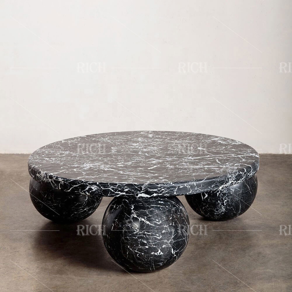 table basse luxe circle stone tea circular center table light luxury modern living room Italian stone round coffee table