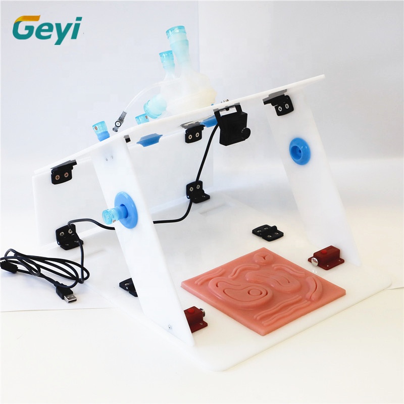 Reusable foldable simulator trainer box laparoscopic instruments