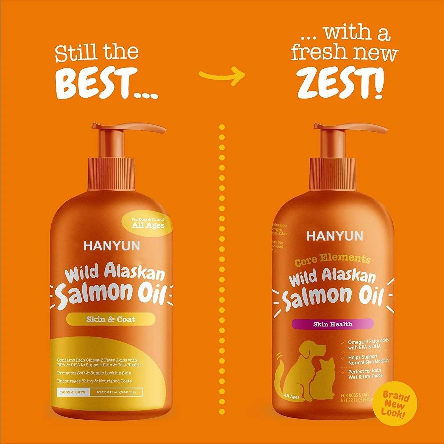 Pure Wild Alaskan Salmon Oil for Dogs & Cats Support Joint Function Immune & Heart Health Liquid Food Supplement for Pet