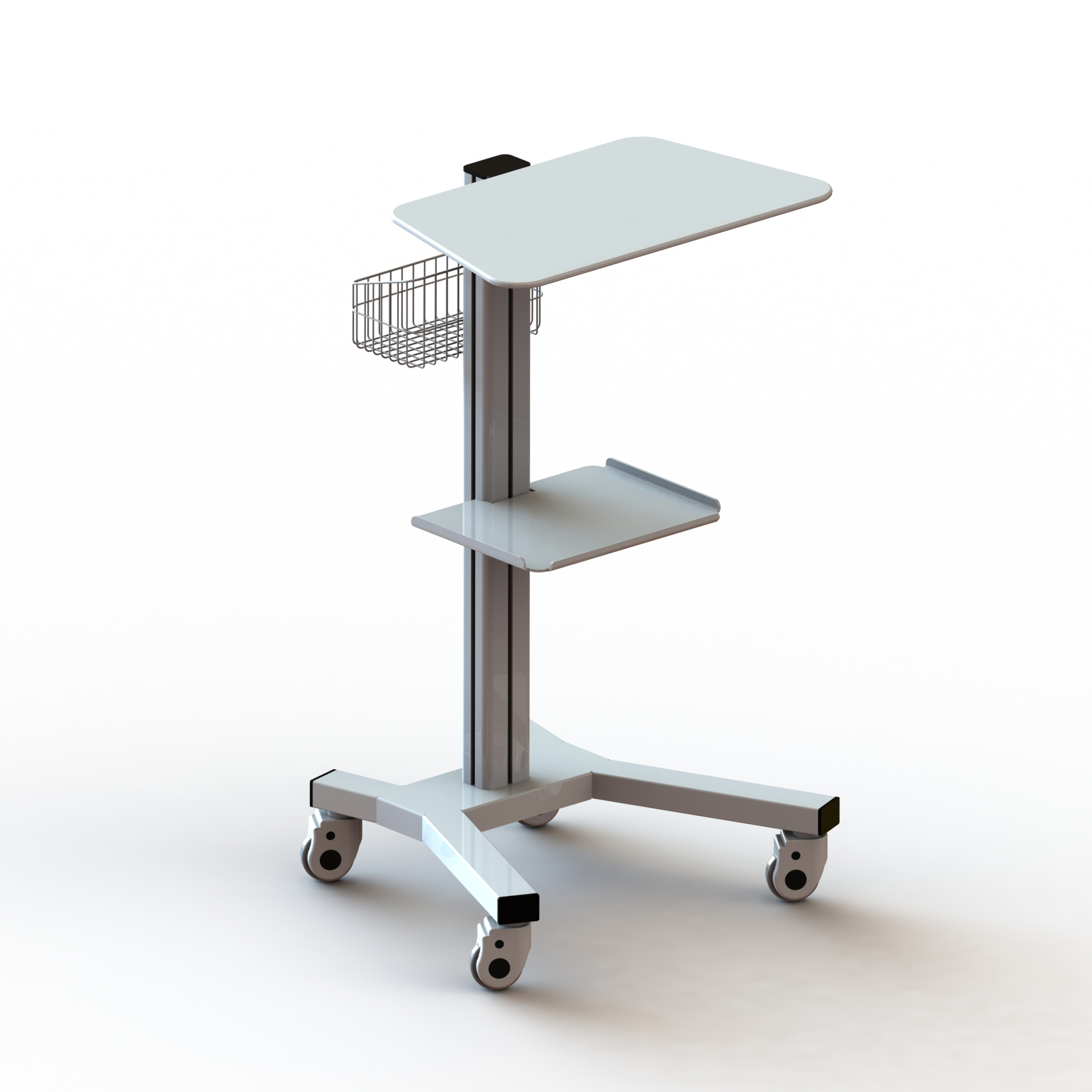 Adjustable Height Stand Up Desk Hospital Medical Mobile Computer Workstation Trolley Cart With Monitor Mount