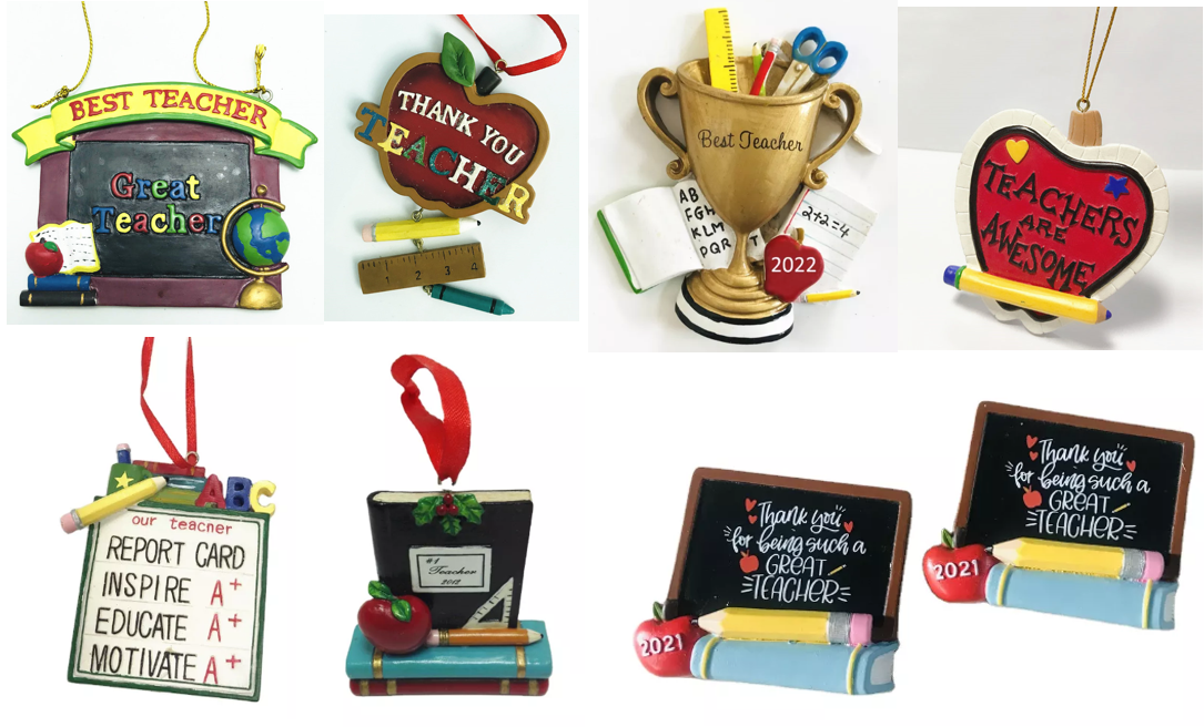 Personalized Chalkboard Teacher Christmas Ornaments