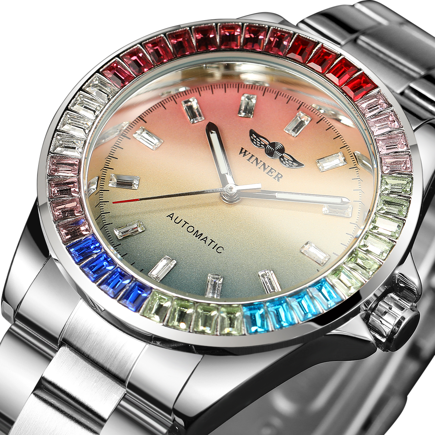 Forsining factory wholesale watches T-Winner moon phase luxury luminous mens automatic mechanical wrist watch custom logo