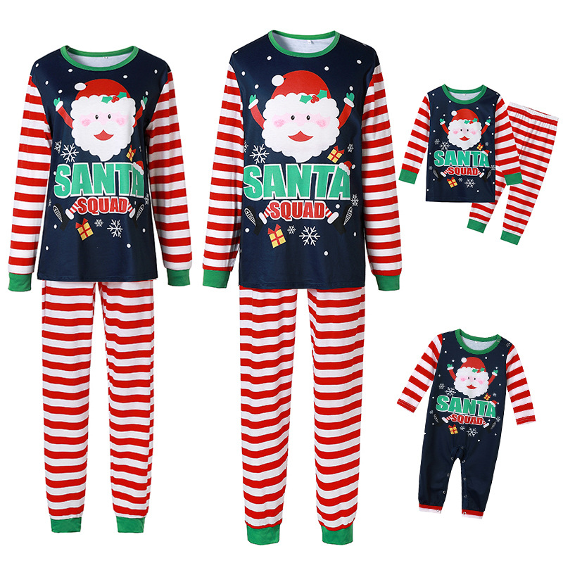 Long Sleeve Christmas Santa print Clothes 100% Cotton Holiday Matching Sets Matching Family Pajamas