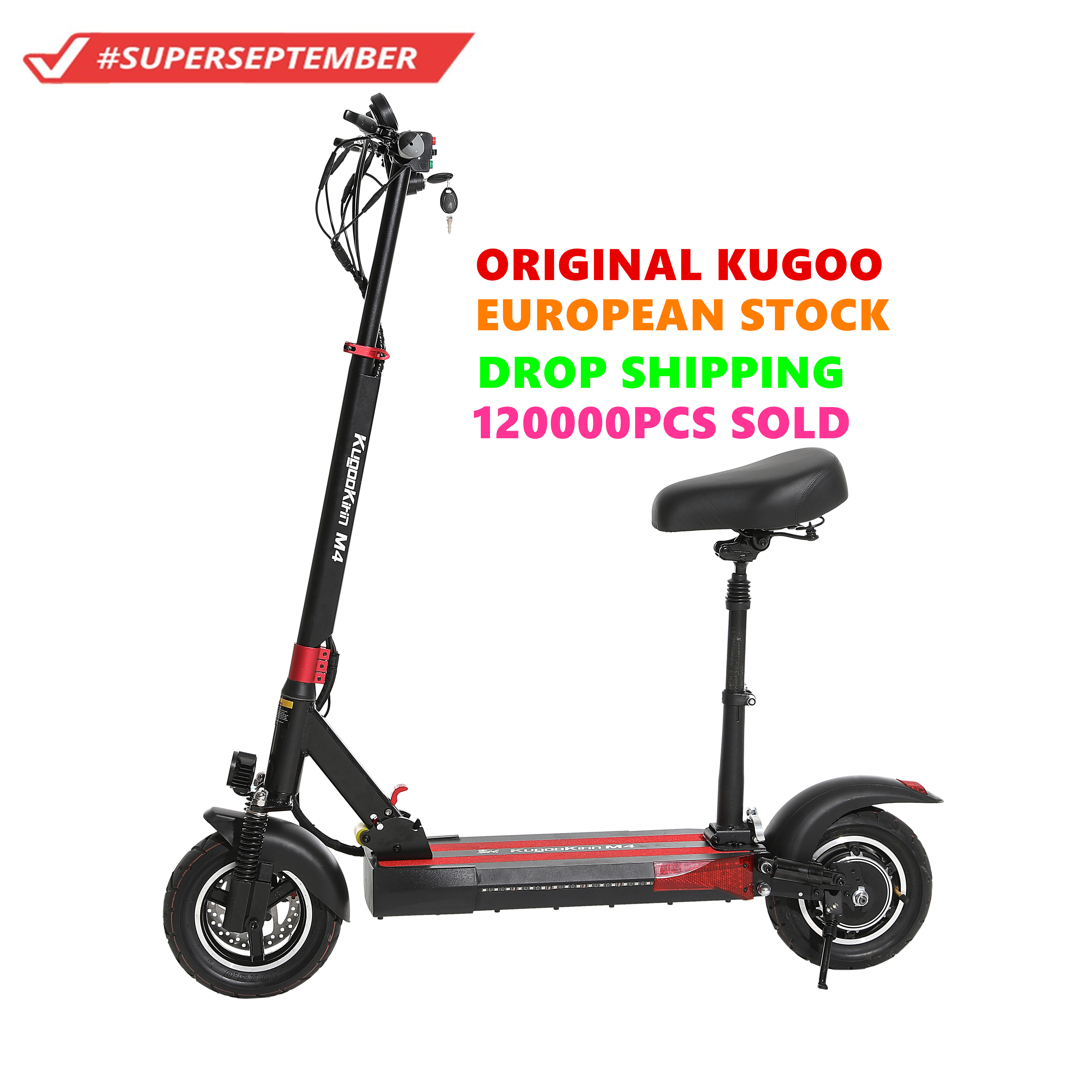 100% оригинальный электрический скутер KUGOO Kirin M4 48 в 500 Вт с сиденьем для взрослых со склада в ЕС