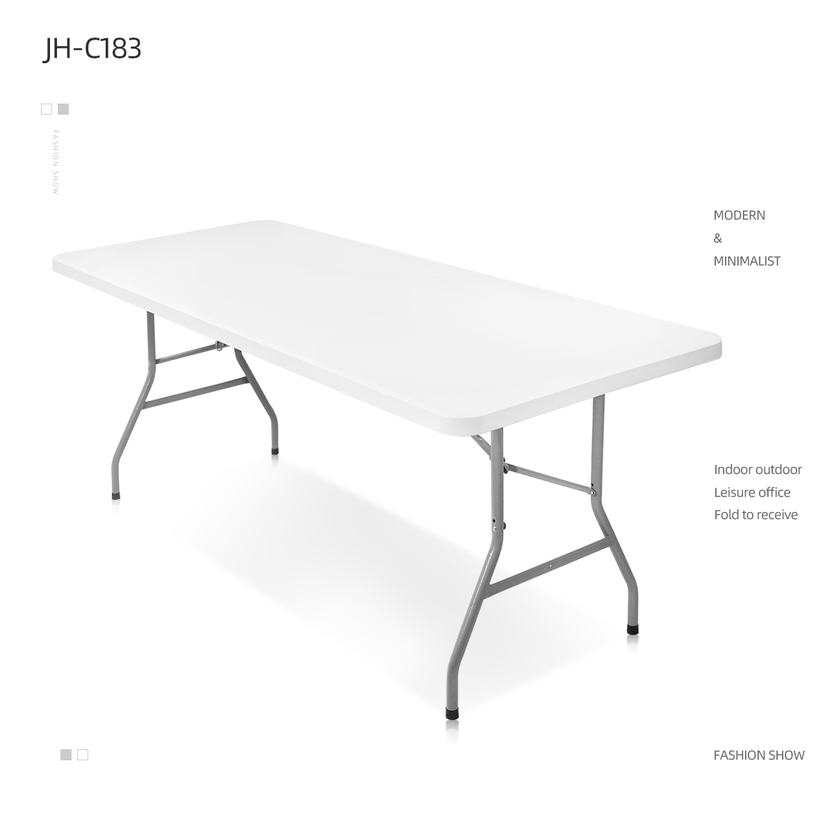Hot sale outdoor white HDPE plastic folding 6ft rectangle dining tables