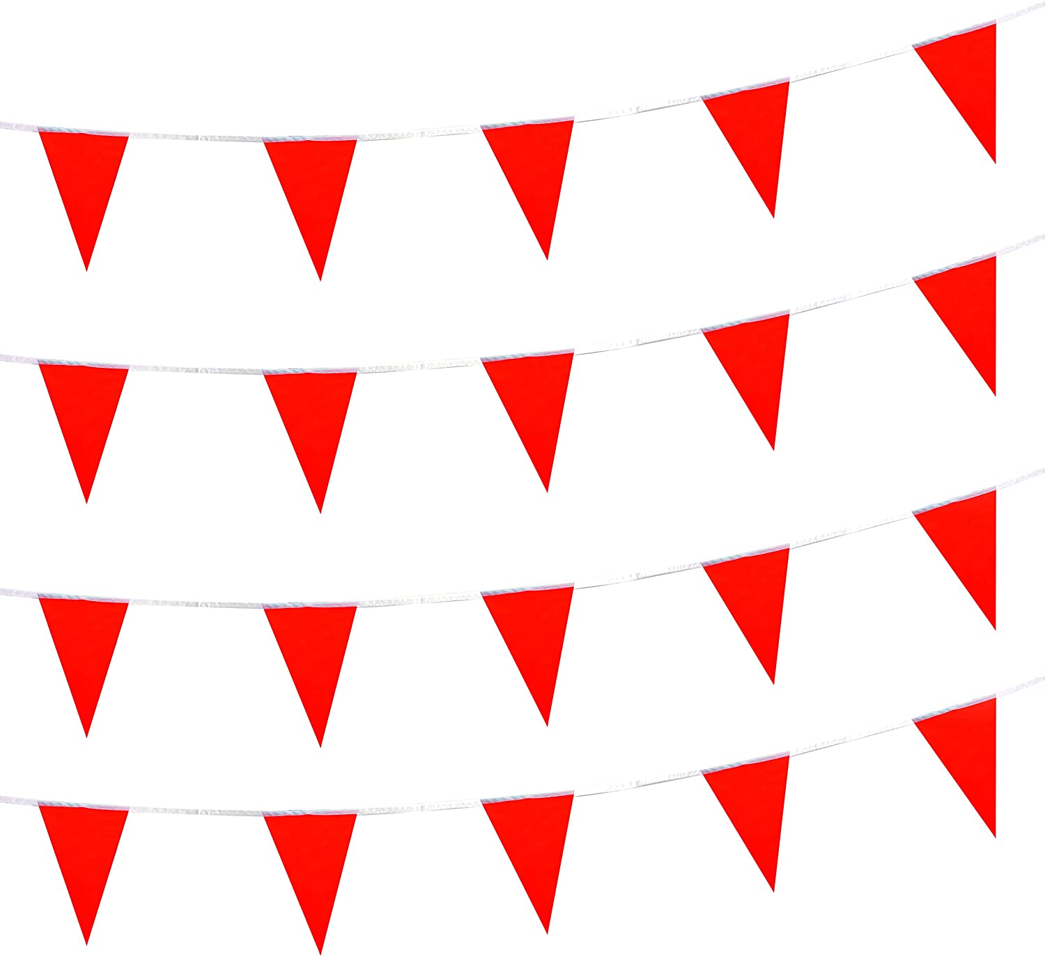 Solid Red Pennant Banner Flags String Triangle Flags Decorations for Grand Opening,Birthday Party,Festival Celebration