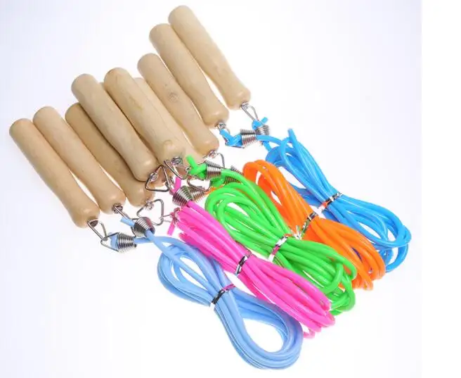 Single Wooden Handle Rope Jumping Exercise Adjustable Jump Rope skipping Speed Jump Rope For Kids