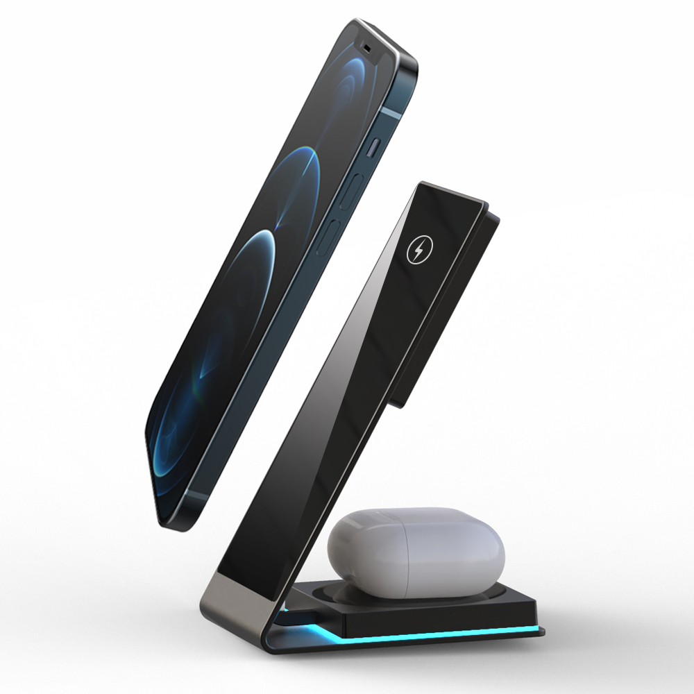 Tempered Glass 10W Phone Wireless Charging 5W Earphone Charging LED Logo Wireless Charger Lamp
