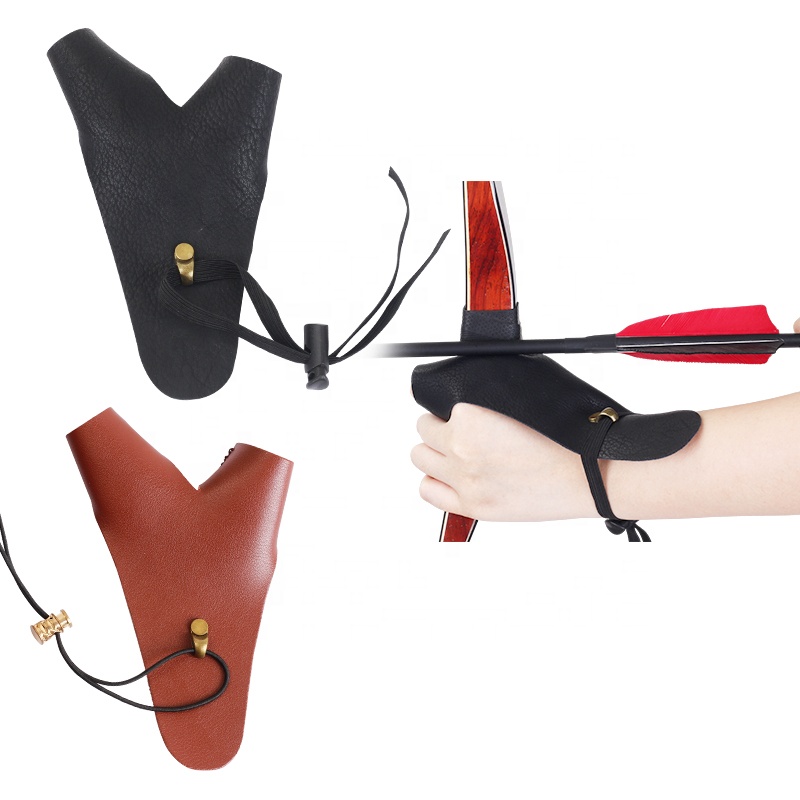 Archery Glove Finger Tab Accessories PU Leather Gloves Adjustable Shooting Hand Guard Glove for Traditional Archery Outdoor