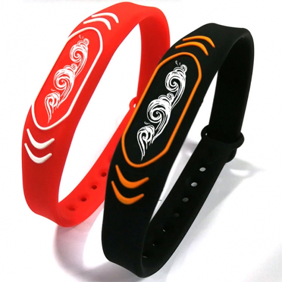Customized Reusable NFC Strap Programmable Paper Silicon Fabric Woven RFID Wristband Bracelets For Amusement Park
