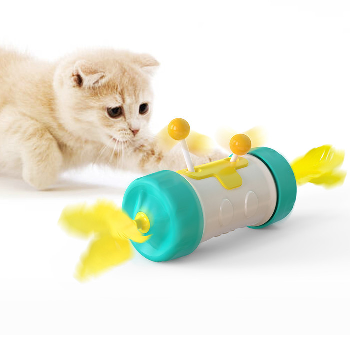 Indoor Feather Interactive Cat Teaser Toys Magic Wheel Car Pet Toy Ball Cat Stick